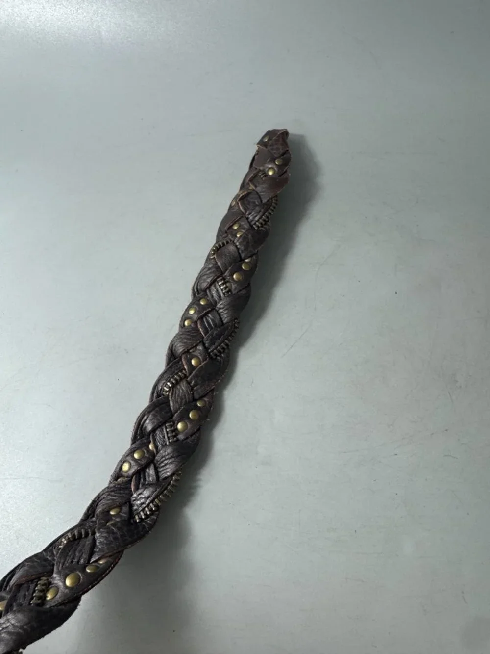 Exquisite Stuart Weitzman Brown Leather Zipper Woven Belt
